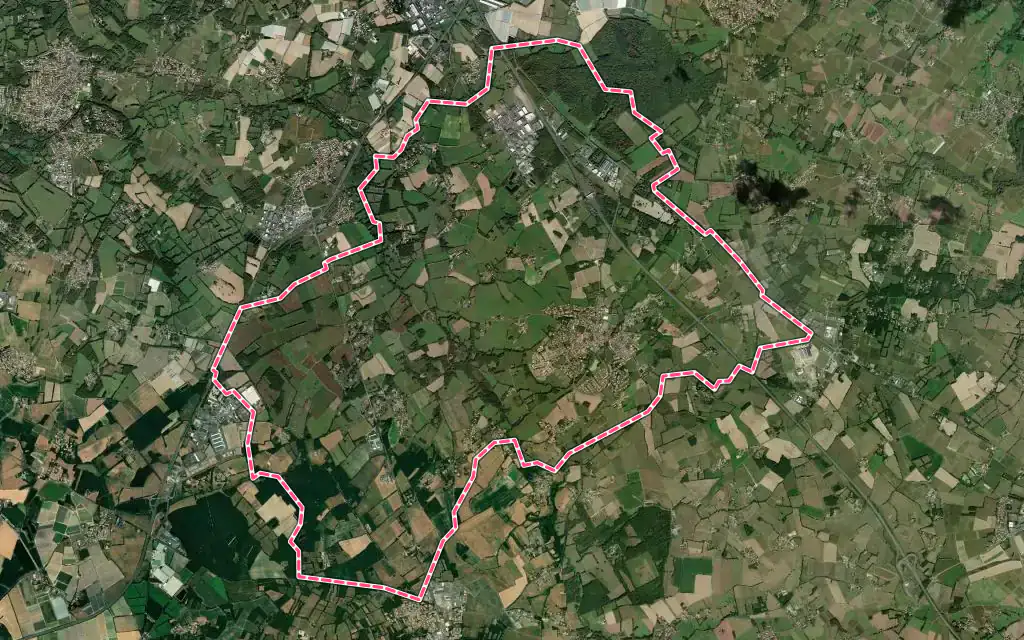 Vue satellite de Le Bignon avec ses contours administratifs