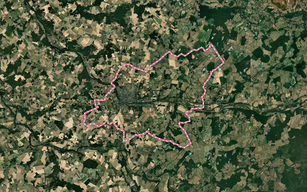 Vue satellite de Le Blanc avec ses contours administratifs