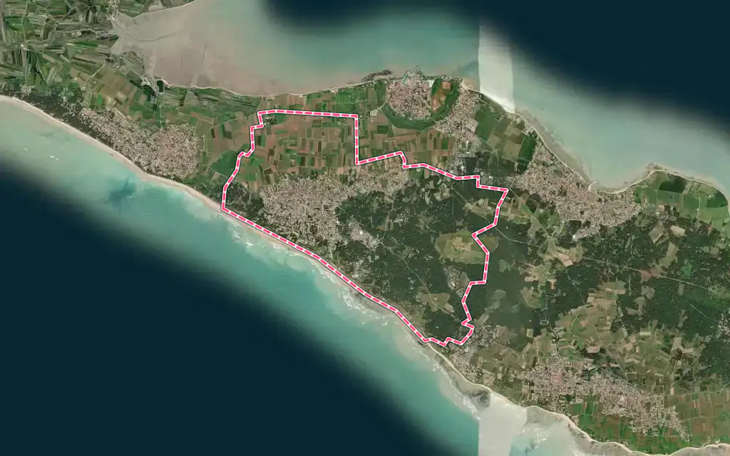 Vue satellite de Le Bois-Plage-en-Ré avec ses contours administratifs