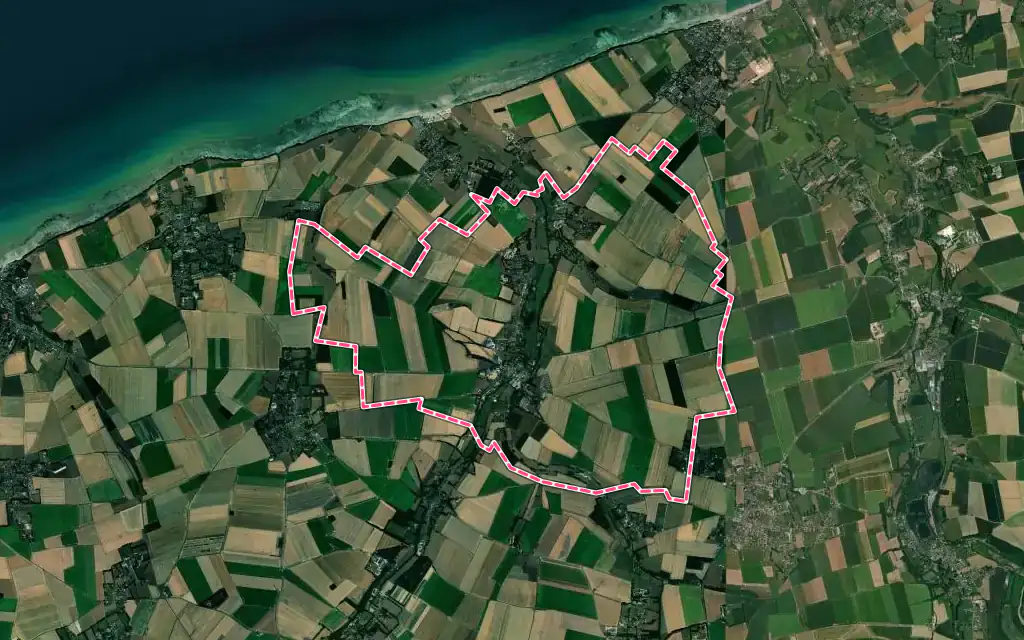 Vue satellite de Le Bourg-Dun avec ses contours administratifs