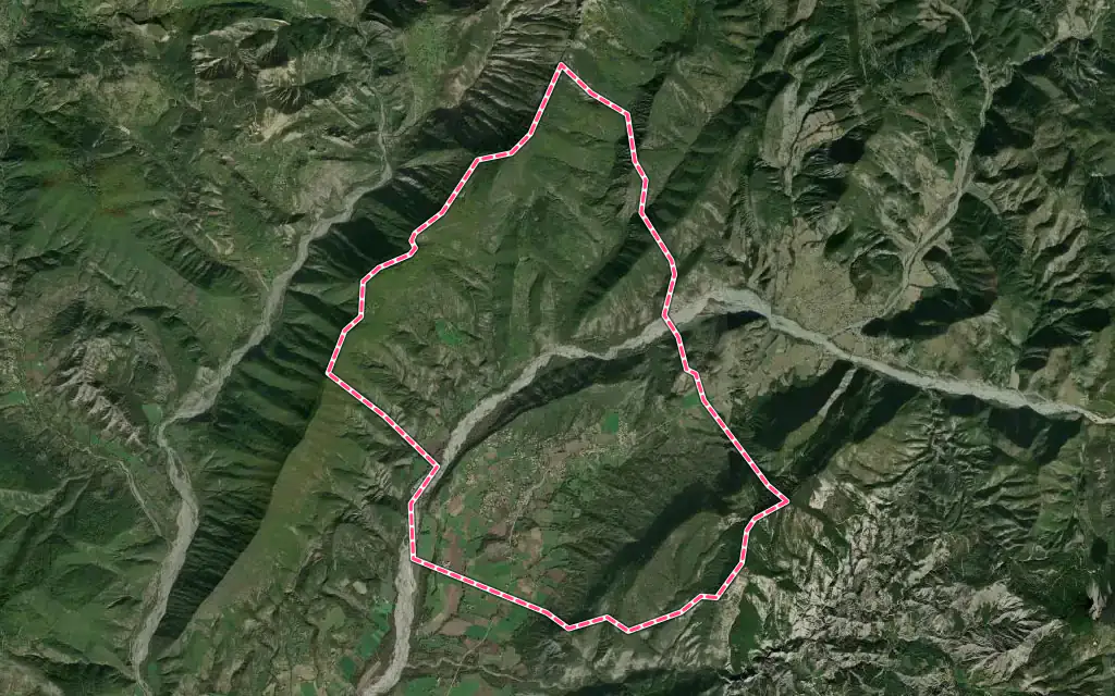 Vue satellite de Le Brusquet avec ses contours administratifs