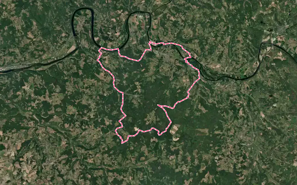 Vue satellite de Le Buisson-de-Cadouin avec ses contours administratifs
