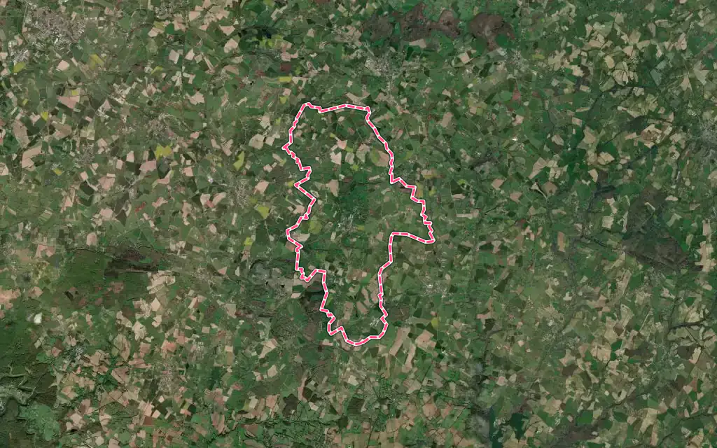Vue satellite de Le Busseau avec ses contours administratifs