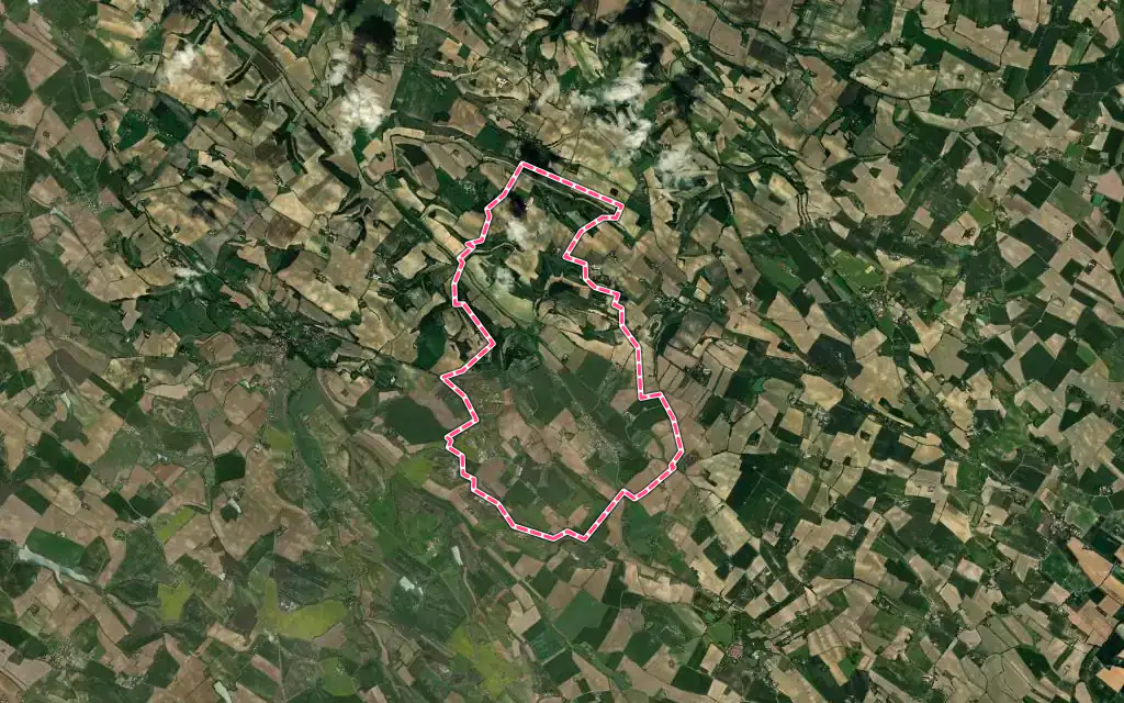 Vue satellite de Le Cabanial avec ses contours administratifs