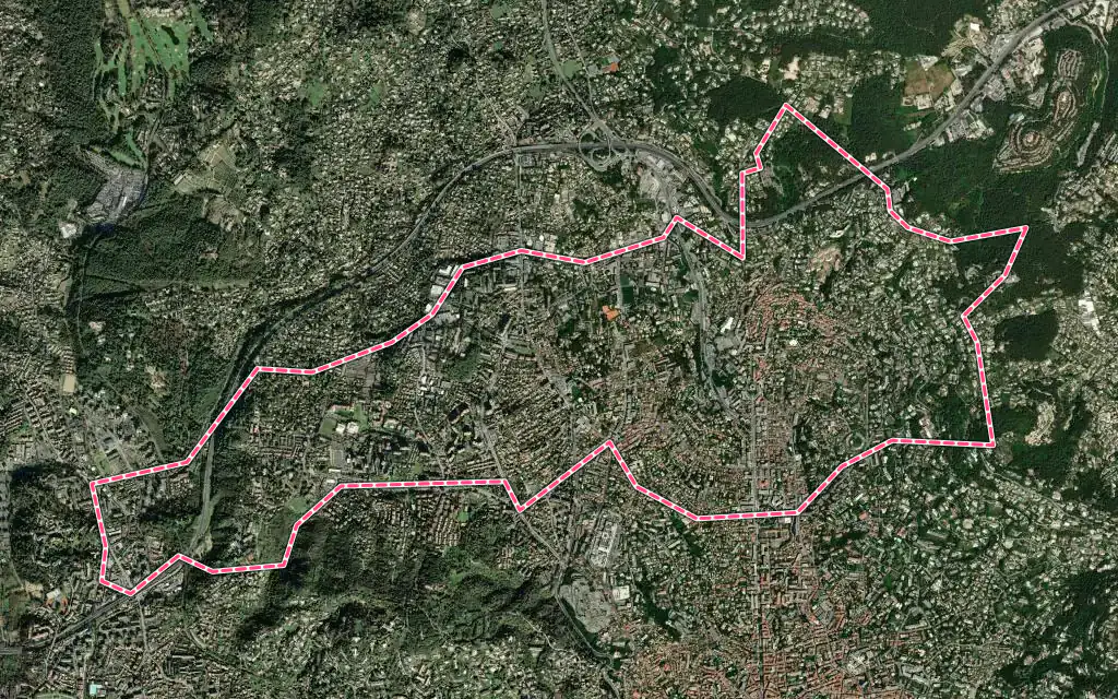 Vue satellite de Le Cannet avec ses contours administratifs