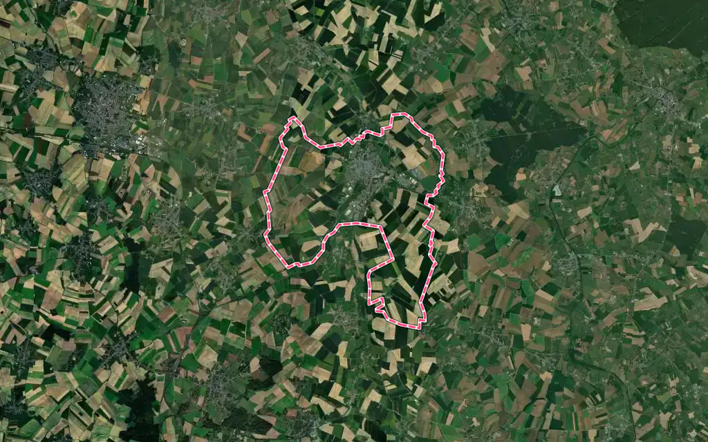 Vue satellite de Le Cateau-Cambrésis avec ses contours administratifs