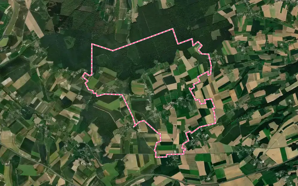 Vue satellite de Le Caule-Sainte-Beuve avec ses contours administratifs