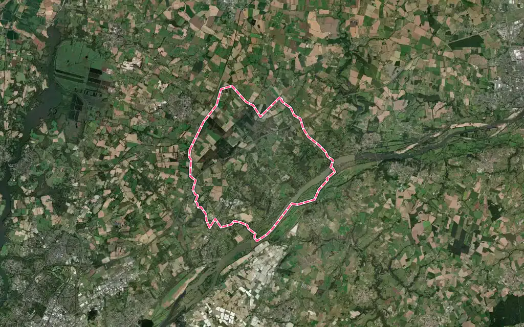 Vue satellite de Le Cellier avec ses contours administratifs