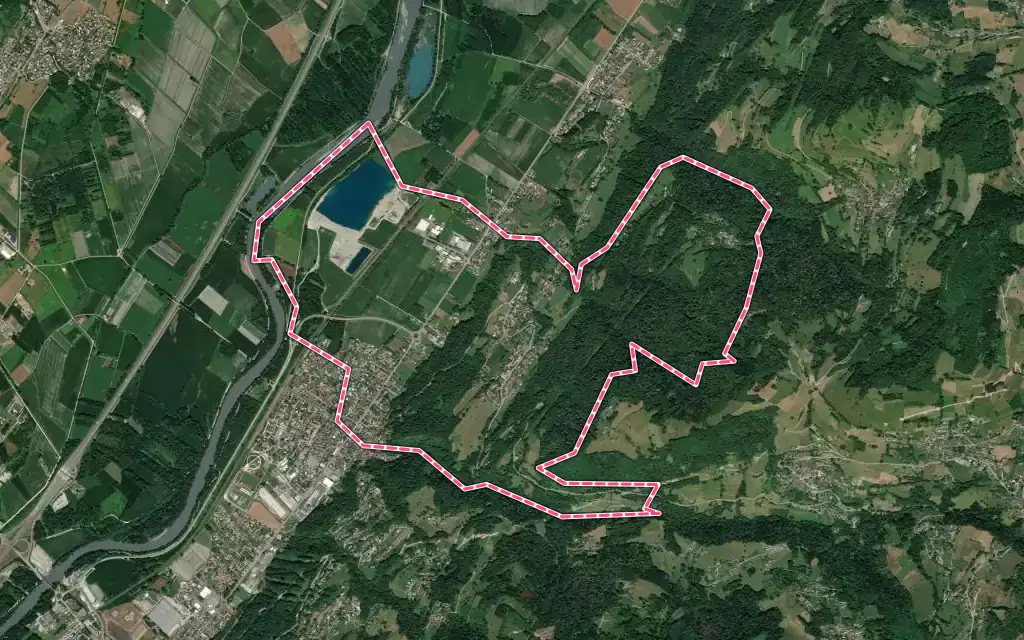 Vue satellite de Le Champ-près-Froges avec ses contours administratifs