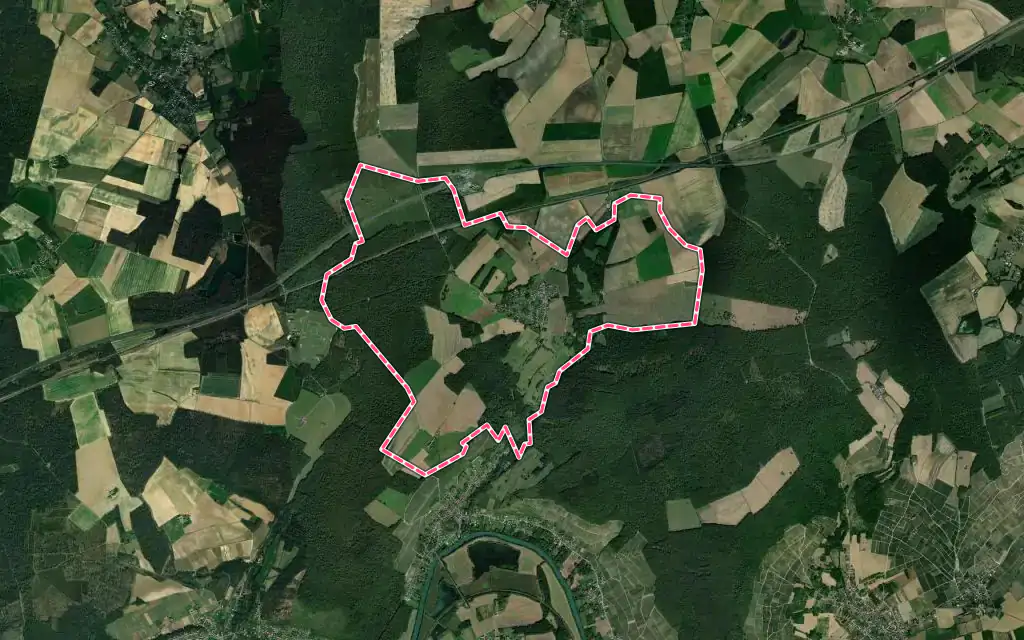 Vue satellite de Le Charmel avec ses contours administratifs