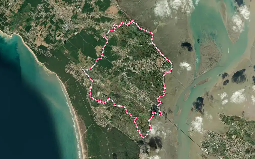 Vue satellite de Le Château-d'Oléron avec ses contours administratifs