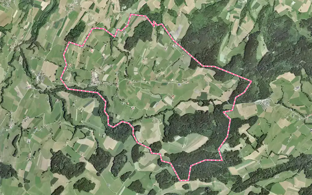 Vue satellite de Le Châtelard avec ses contours administratifs