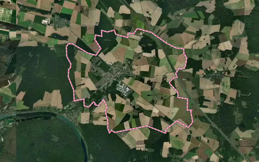 Vue satellite de Le Châtelet-en-Brie avec ses contours administratifs