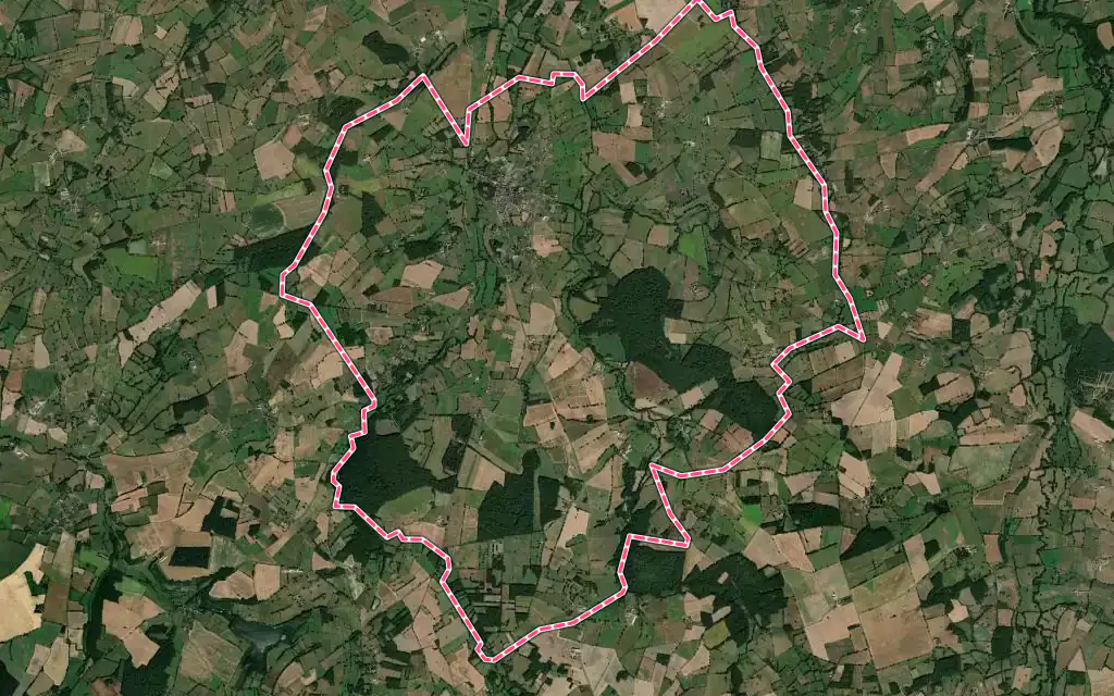 Vue satellite de Le Châtelet avec ses contours administratifs
