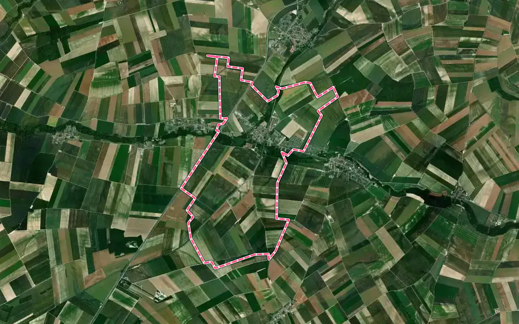Vue satellite de Le Châtelet-sur-Retourne avec ses contours administratifs