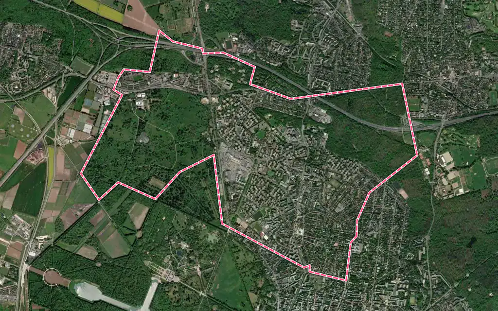 Vue satellite de Le Chesnay-Rocquencourt avec ses contours administratifs
