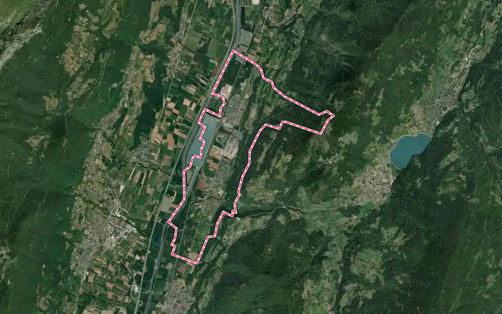 Vue satellite de Le Cheylas avec ses contours administratifs