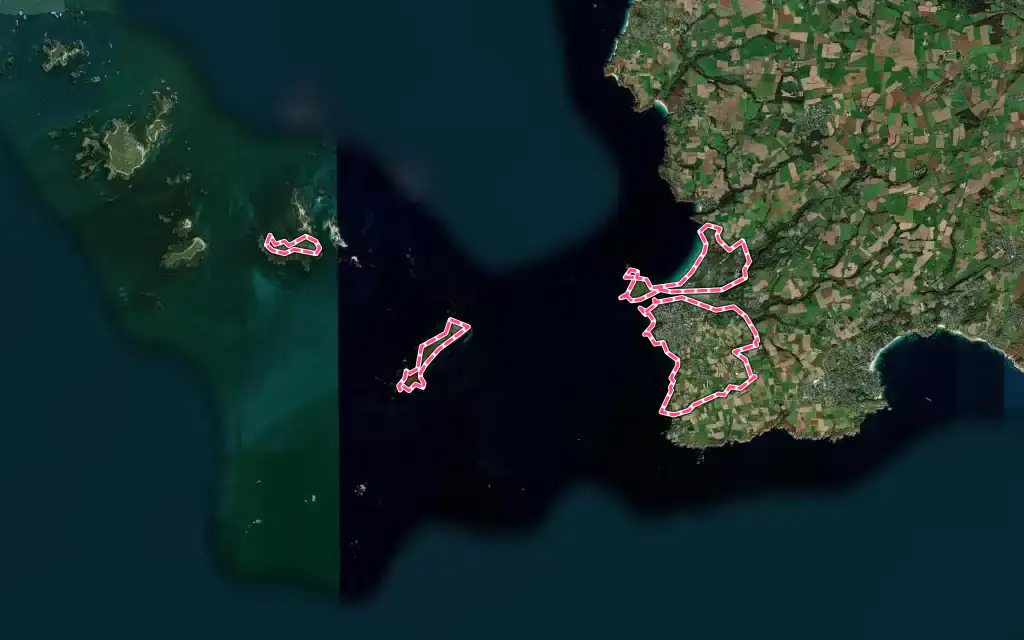 Vue satellite de Le Conquet avec ses contours administratifs