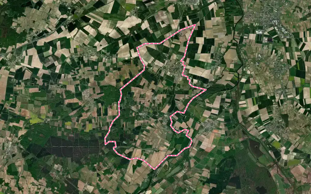 Vue satellite de Le Coudray-Macouard avec ses contours administratifs