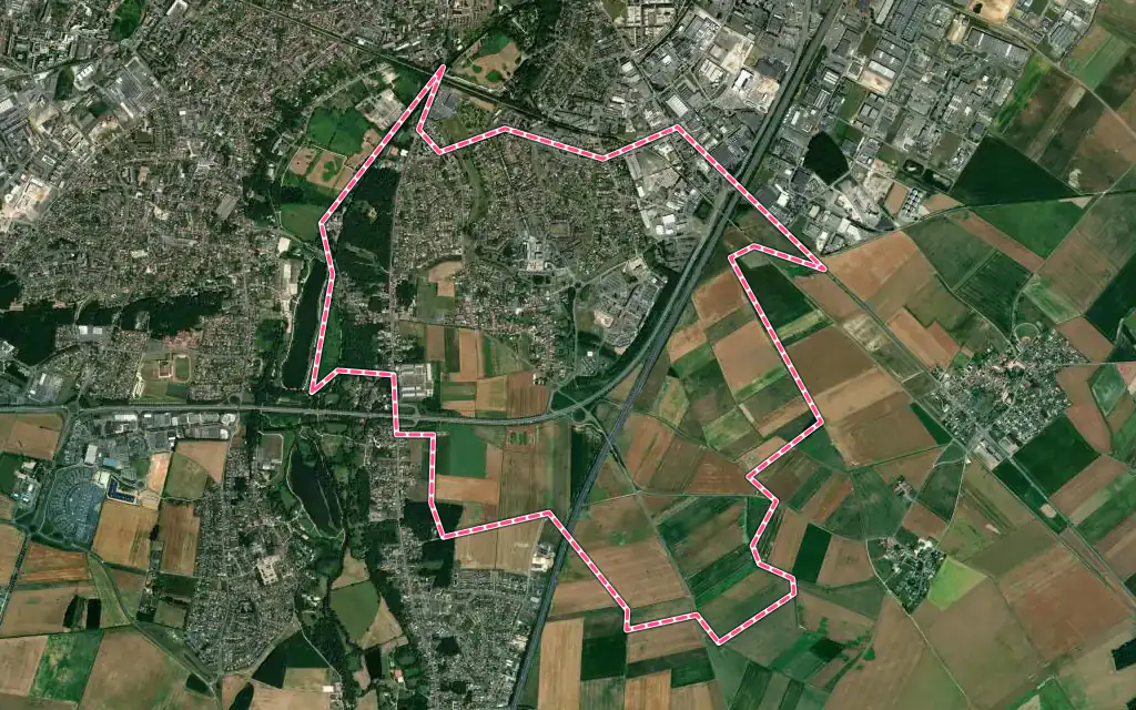 Vue satellite de Le Coudray avec ses contours administratifs
