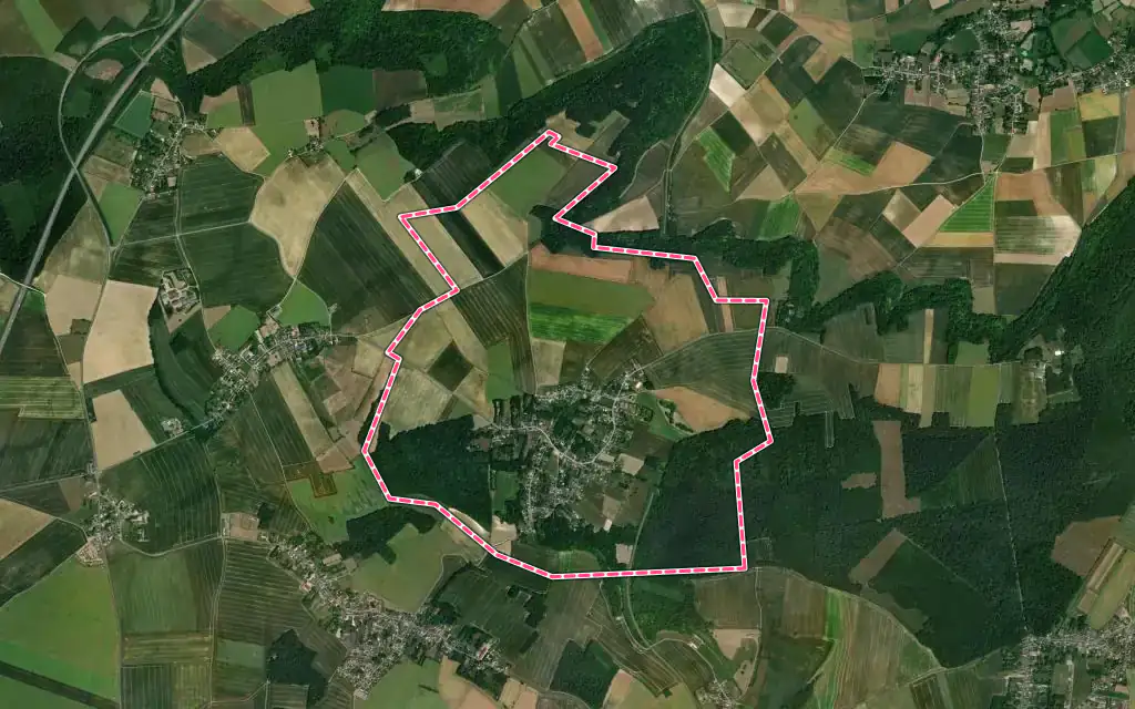 Vue satellite de Le Coudray-sur-Thelle avec ses contours administratifs