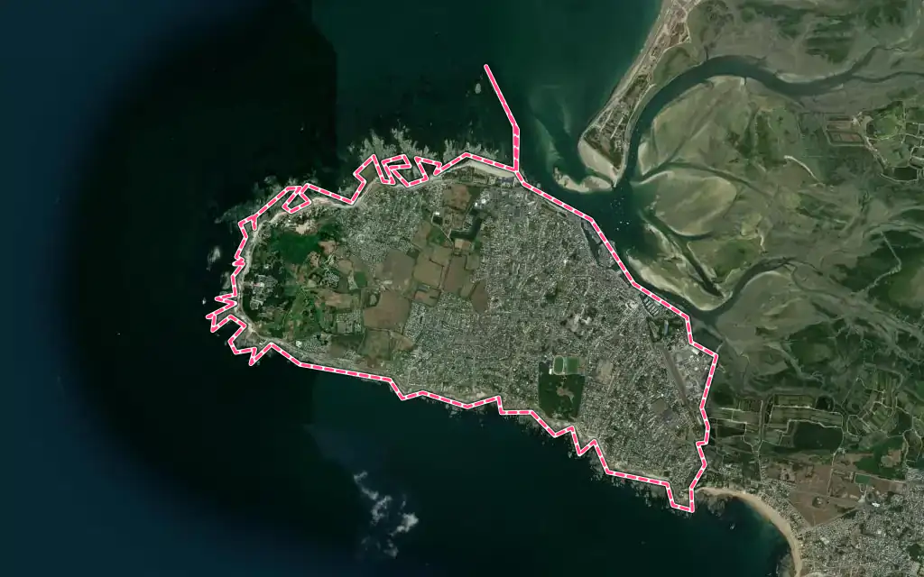 Vue satellite de Le Croisic avec ses contours administratifs