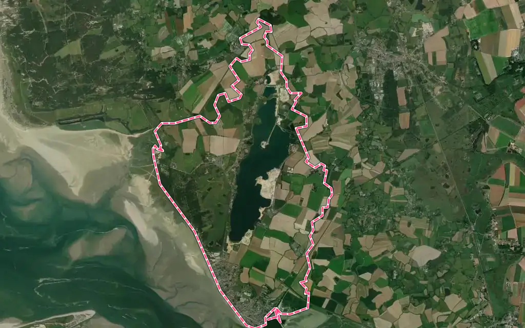 Vue satellite de Le Crotoy avec ses contours administratifs