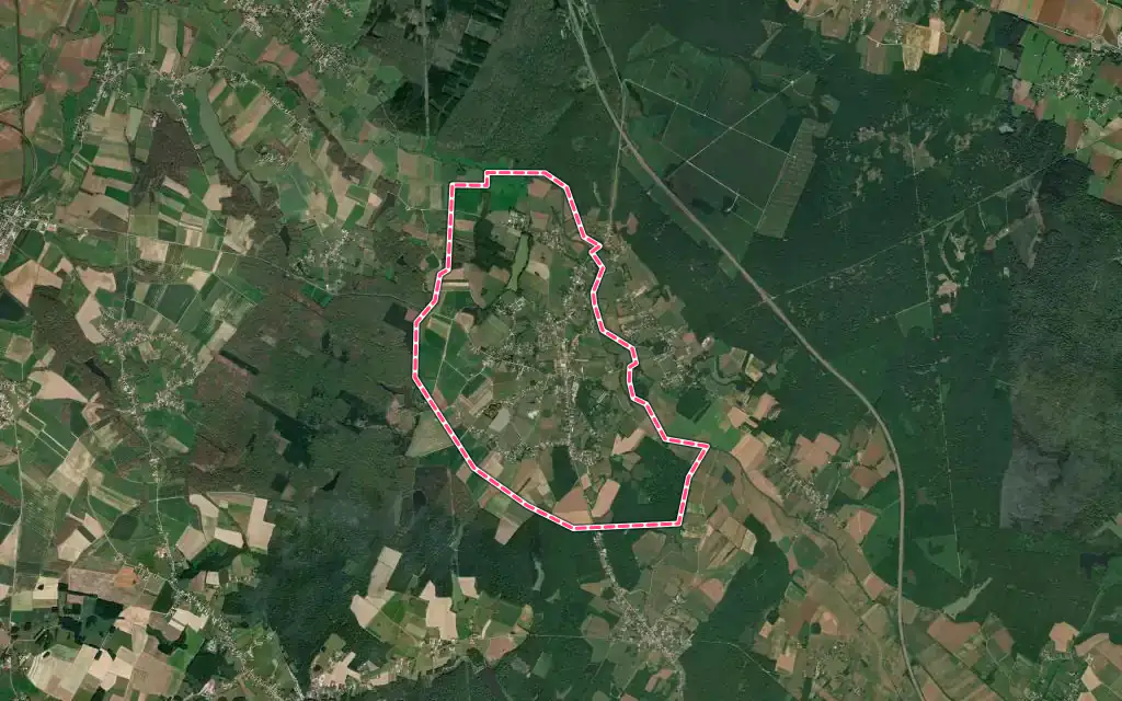 Vue satellite de Le Deschaux avec ses contours administratifs