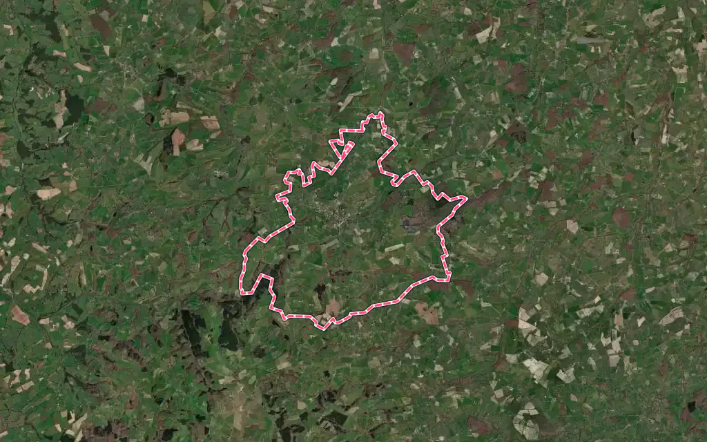 Vue satellite de Le Donjon avec ses contours administratifs