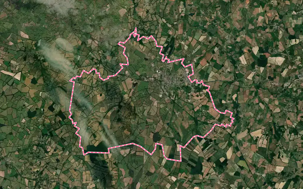 Vue satellite de Le Dorat avec ses contours administratifs