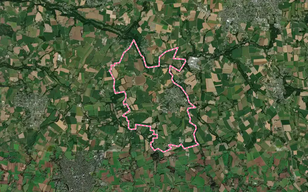 Vue satellite de Le Drennec avec ses contours administratifs