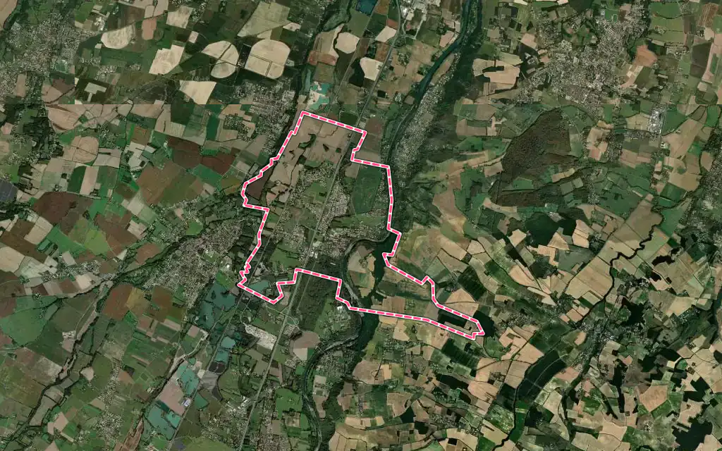 Vue satellite de Le Fauga avec ses contours administratifs