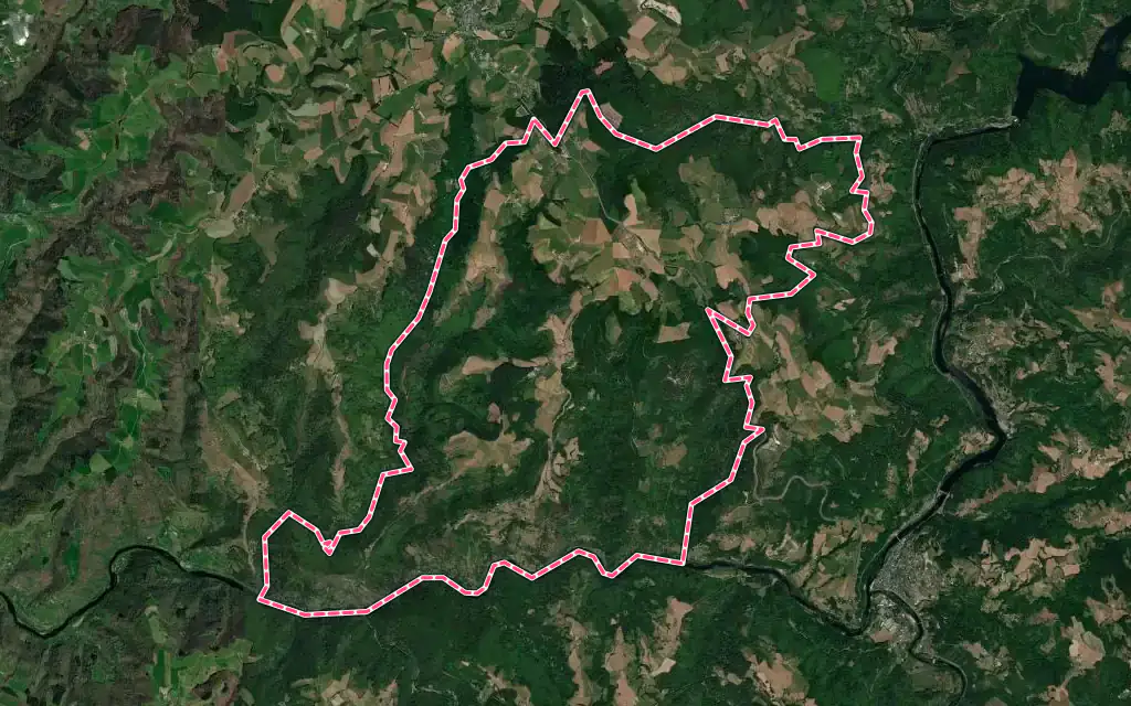 Vue satellite de Le Fel avec ses contours administratifs