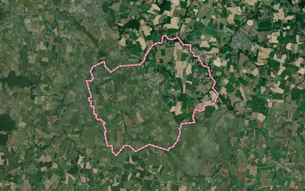 Vue satellite de Le Ferré avec ses contours administratifs
