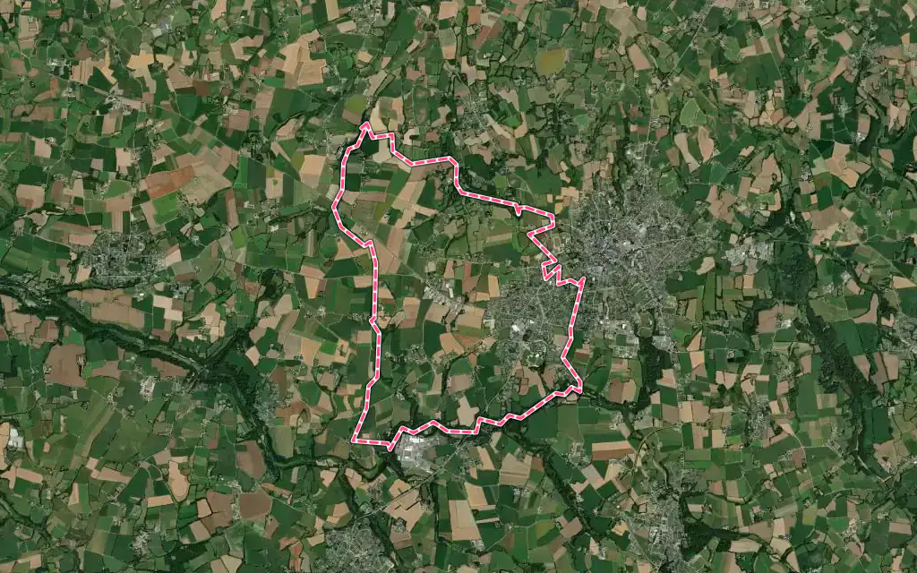 Vue satellite de Le Folgoët avec ses contours administratifs