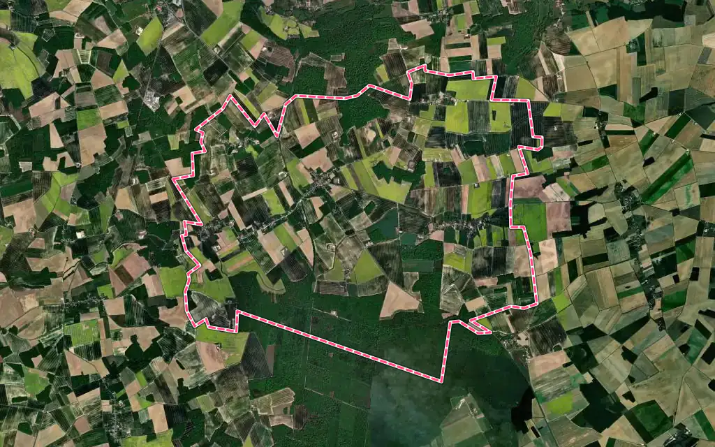 Vue satellite de Le Gault-Soigny avec ses contours administratifs