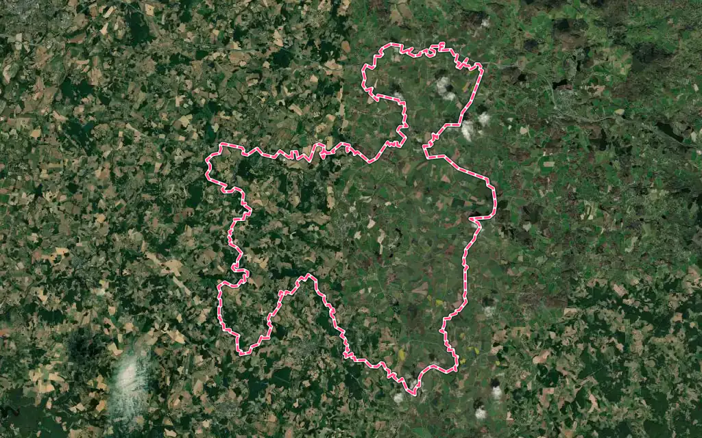 Vue satellite de Le Grand-Bourg avec ses contours administratifs