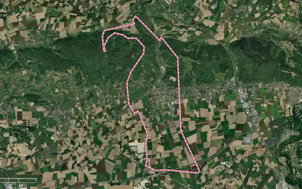 Vue satellite de Le Grand-Lemps avec ses contours administratifs