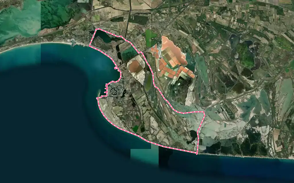 Vue satellite de Le Grau-du-Roi avec ses contours administratifs