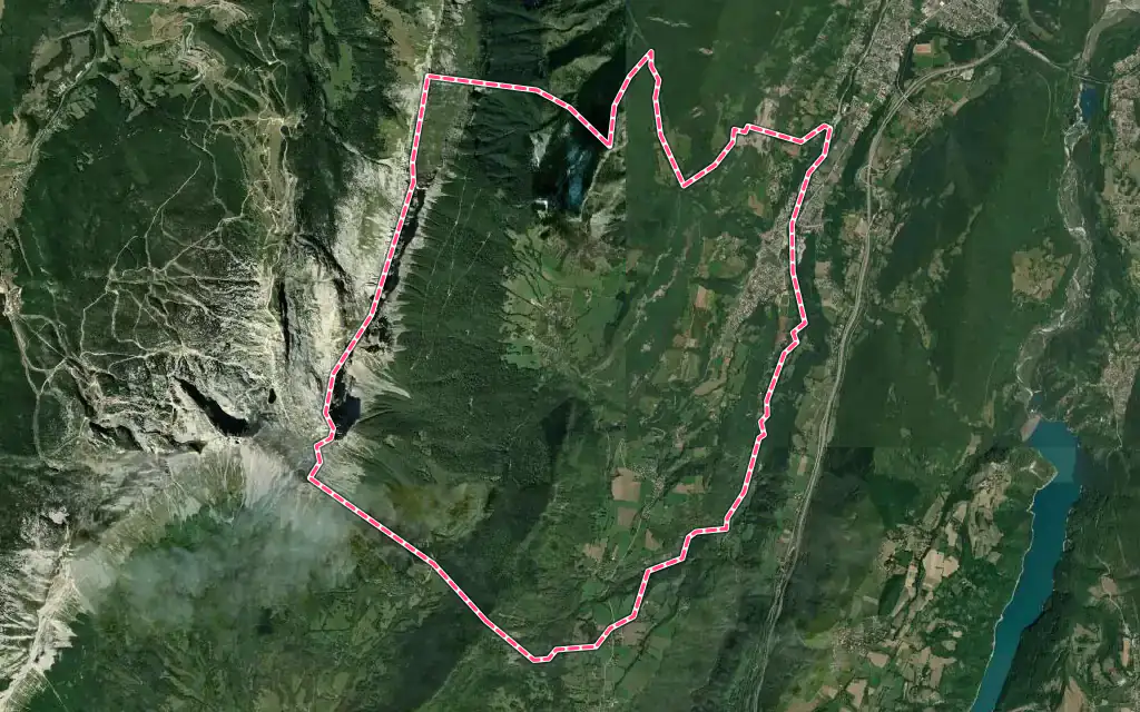 Vue satellite de Le Gua avec ses contours administratifs