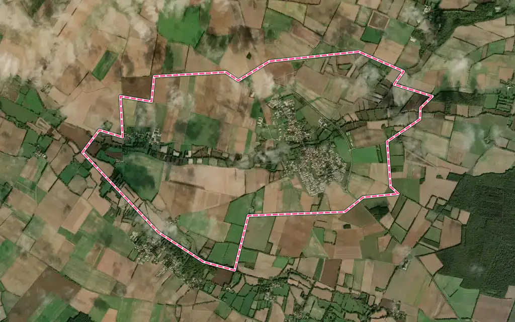 Vue satellite de Le Gué-d'Alleré avec ses contours administratifs