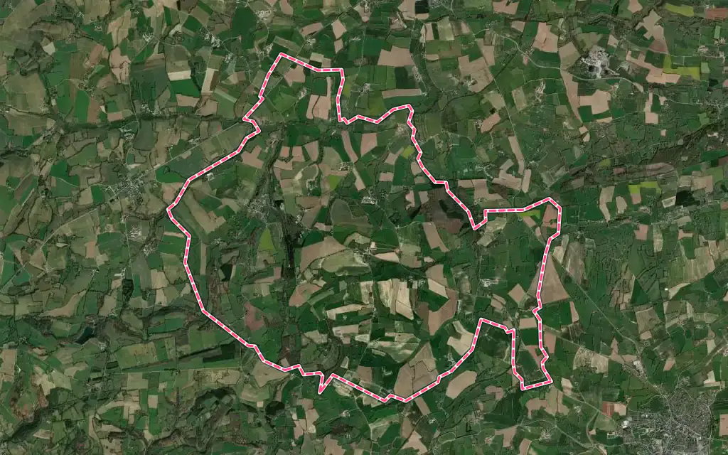 Vue satellite de Le Ham avec ses contours administratifs