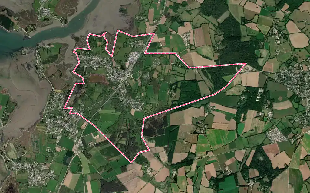 Vue satellite de Le Hézo avec ses contours administratifs
