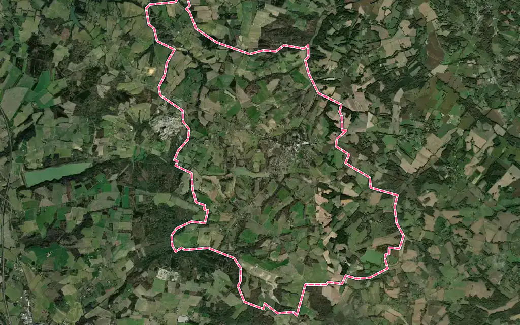 Vue satellite de Le Houga avec ses contours administratifs
