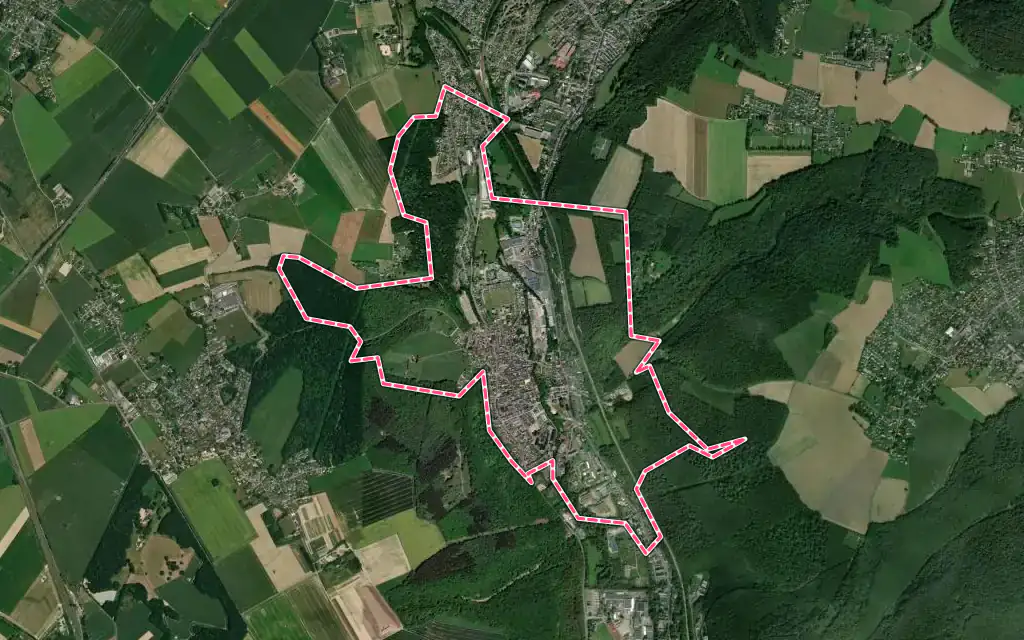 Vue satellite de Le Houlme avec ses contours administratifs