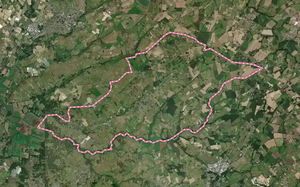 Vue satellite de Le Landreau avec ses contours administratifs