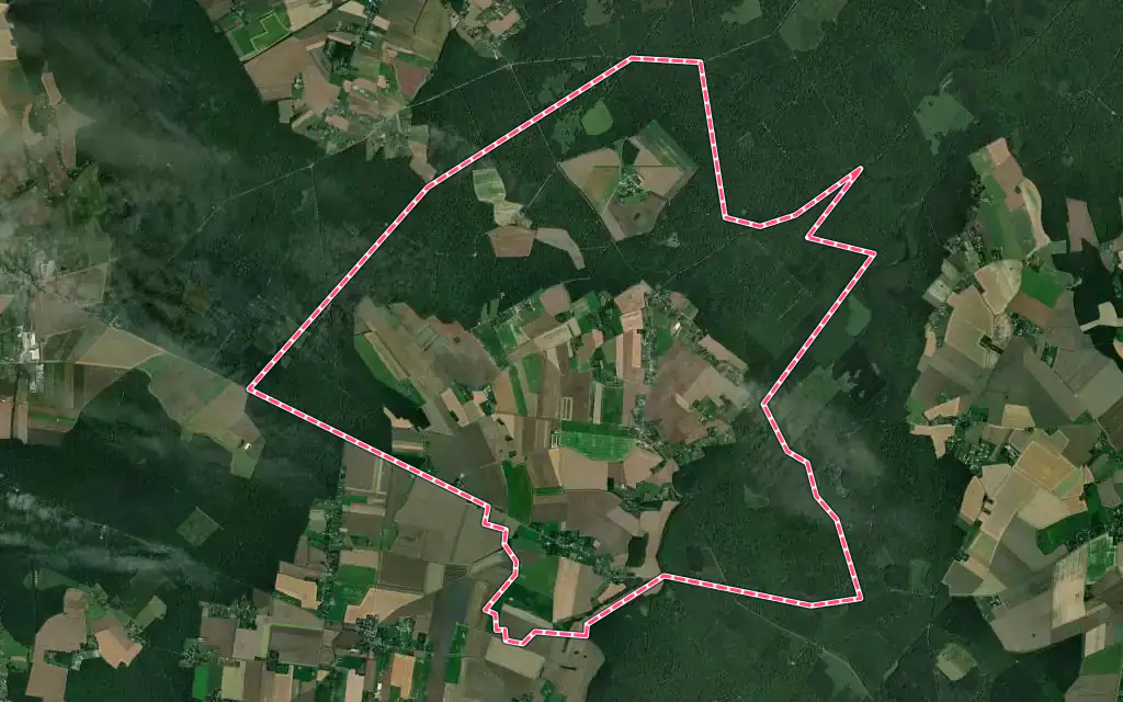 Vue satellite de Le Lesme avec ses contours administratifs