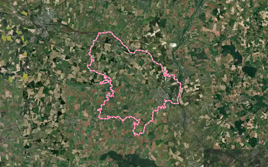 Vue satellite de Le Lion-d'Angers avec ses contours administratifs