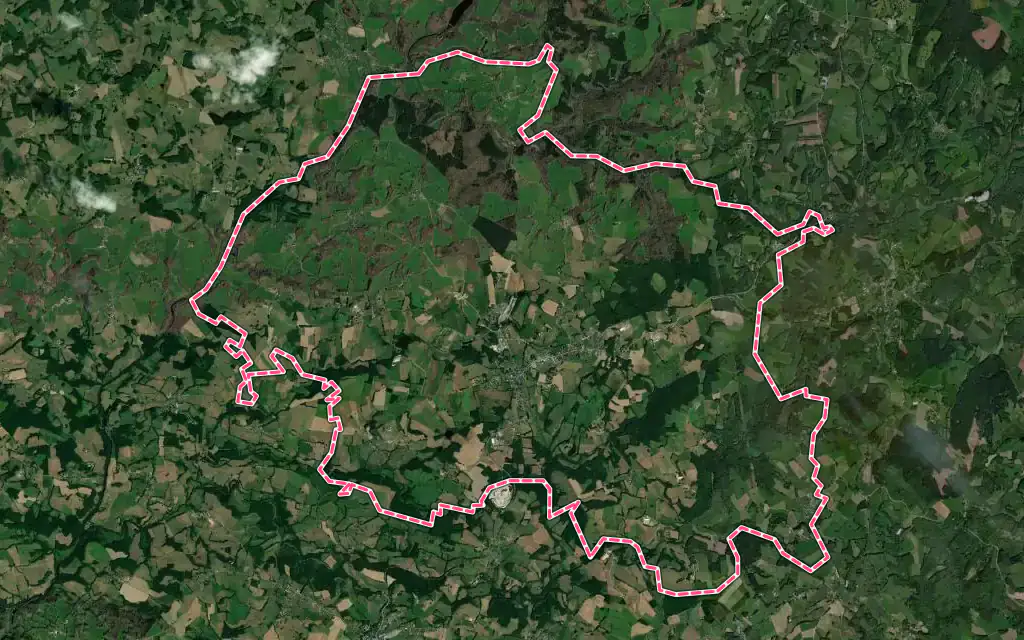 Vue satellite de Le Lonzac avec ses contours administratifs