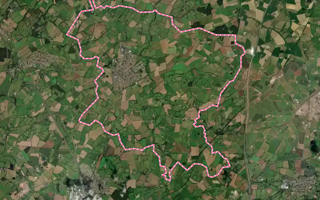 Vue satellite de Le May-sur-Èvre avec ses contours administratifs